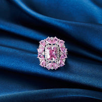 خاتم Signature Jewelry الفضي الإسترليني عيار 925 بإشراقة وردية