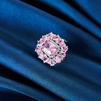 خاتم Signature Jewelry الفضي الإسترليني عيار 925 بإشراقة وردية
