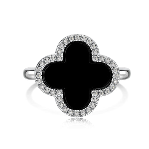 Signature Jewelry 925 Sterling Silver Black Clover Ring