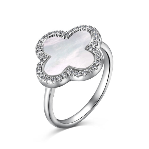 Signature Jewelry 925 Sterling Silver White Clover Ring