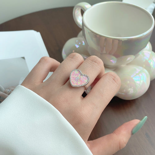 خاتم Signature Jewelry من الفضة الإسترلينية 925 بتصميم قلب وردي