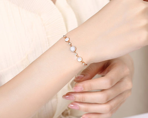 Signature Mother-of-Pearl Bracelet - 925 Sterling Silver with Crystal Accents
