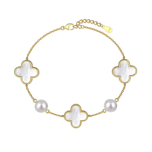 Signature Jewelry 925 Silver Mother-of-Pearl & Pearl Bracelet