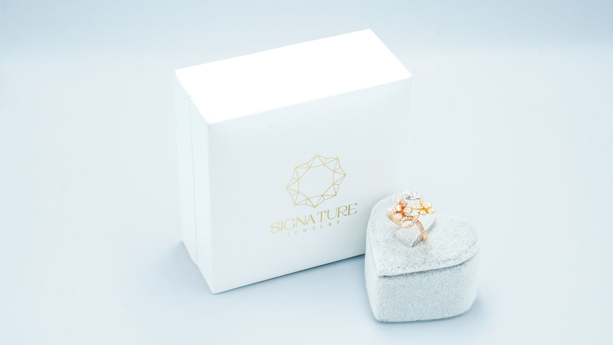 Amazing Floral Rose gold & Diamond Ring By Signature Jewelry