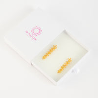 Golden Leaf Cascade Brass & Zircon Earrings