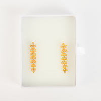 Golden Leaf Cascade Brass & Zircon Earrings