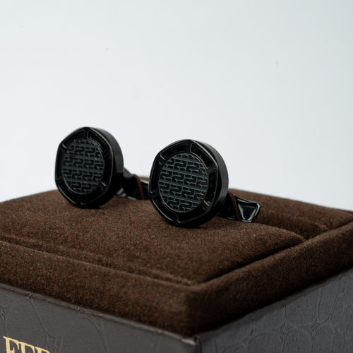 Ferre Milano Men’s Black Grid Cufflinks