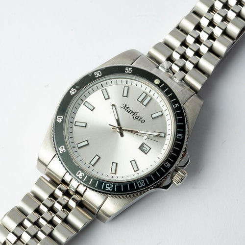 Markato Men’s Quartz Watch – Silver Edition