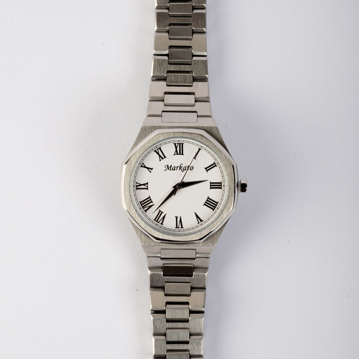 ساعة ماركاتو للرجال - مينا أبيض دائري بأناقة