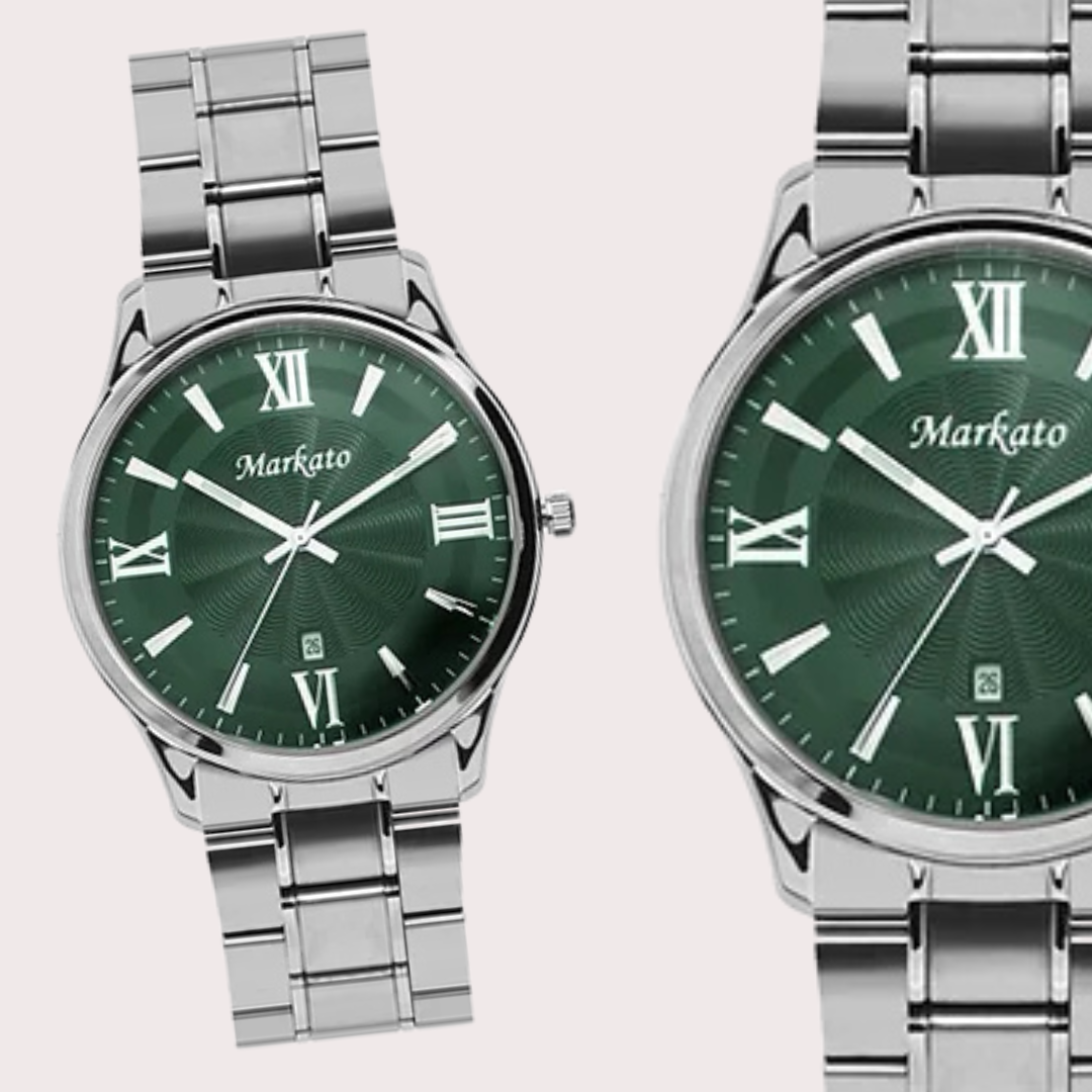 Luxury MARKATO watch for Men Green Dial Signature Jewelry Gifts