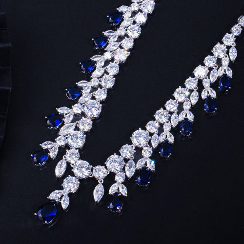 Elegant Blue Sapphire Zircon Half Set