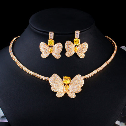 Golden Butterfly Brass Jewelry Set