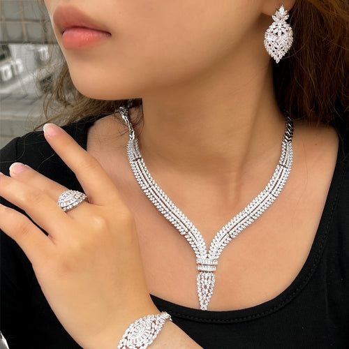 Elegant Zircon Brass Jewelry Set