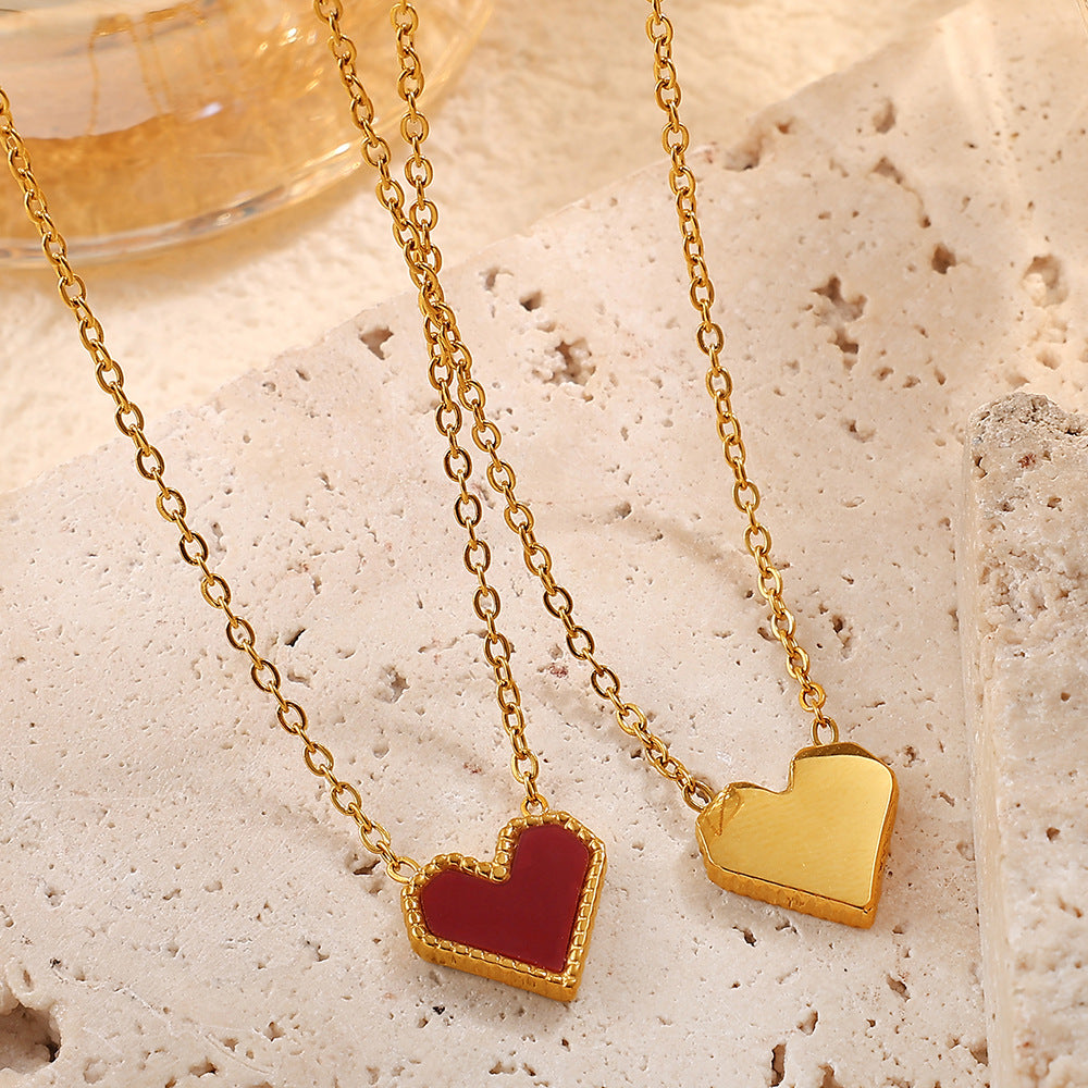 Crimson Heart Stainless Steel Necklace