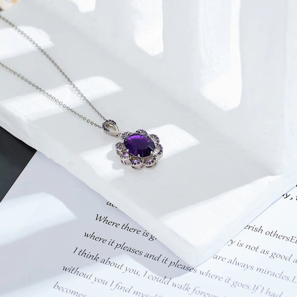 Signature Jewelry – Amethyst Bloom Stainless Steel Necklace