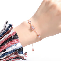 Signature Rose Gold Barrel Bracelet - 925 Sterling Silver with Crystal Detailing
