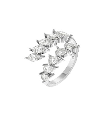 Signature Jewelry 925 Sterling Silver Marquise Cut Cluster Ring