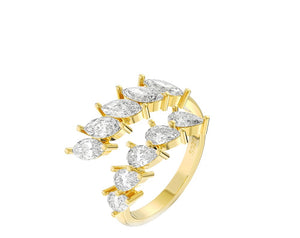 Signature Jewelry 925 Sterling Silver Marquise Cut Cluster Ring