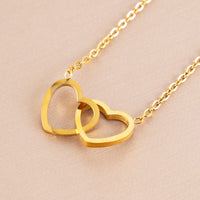 Signature Interlocking Hearts Necklace – Gold Stainless Steel
