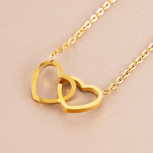 Signature Interlocking Hearts Necklace – Gold Stainless Steel