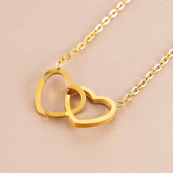 Signature Interlocking Hearts Necklace – Gold Stainless Steel