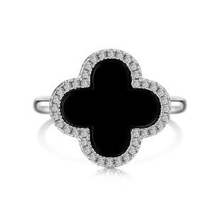 Signature Jewelry 925 Sterling Silver Black Clover Ring