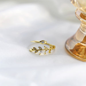 Signature Jewelry 925 Sterling Silver Gold-Plated Leaf Ring