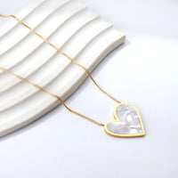 Signature Jewelry – Mother of Pearl Heart Stainless Steel Necklace