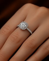 Signature Jewelry 925 Sterling Silver Halo Solitaire Ring