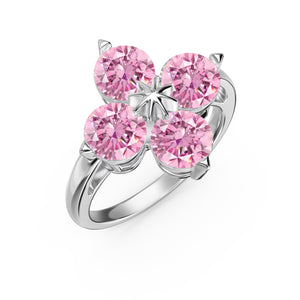 Signature Jewelry 925 Sterling Silver Pink Zircon Floral Ring