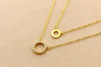 Signature Jewelry – Golden Harmony Double Circle Stainless Steel Necklace