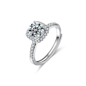 Signature Jewelry 925 Sterling Silver Halo Solitaire Ring