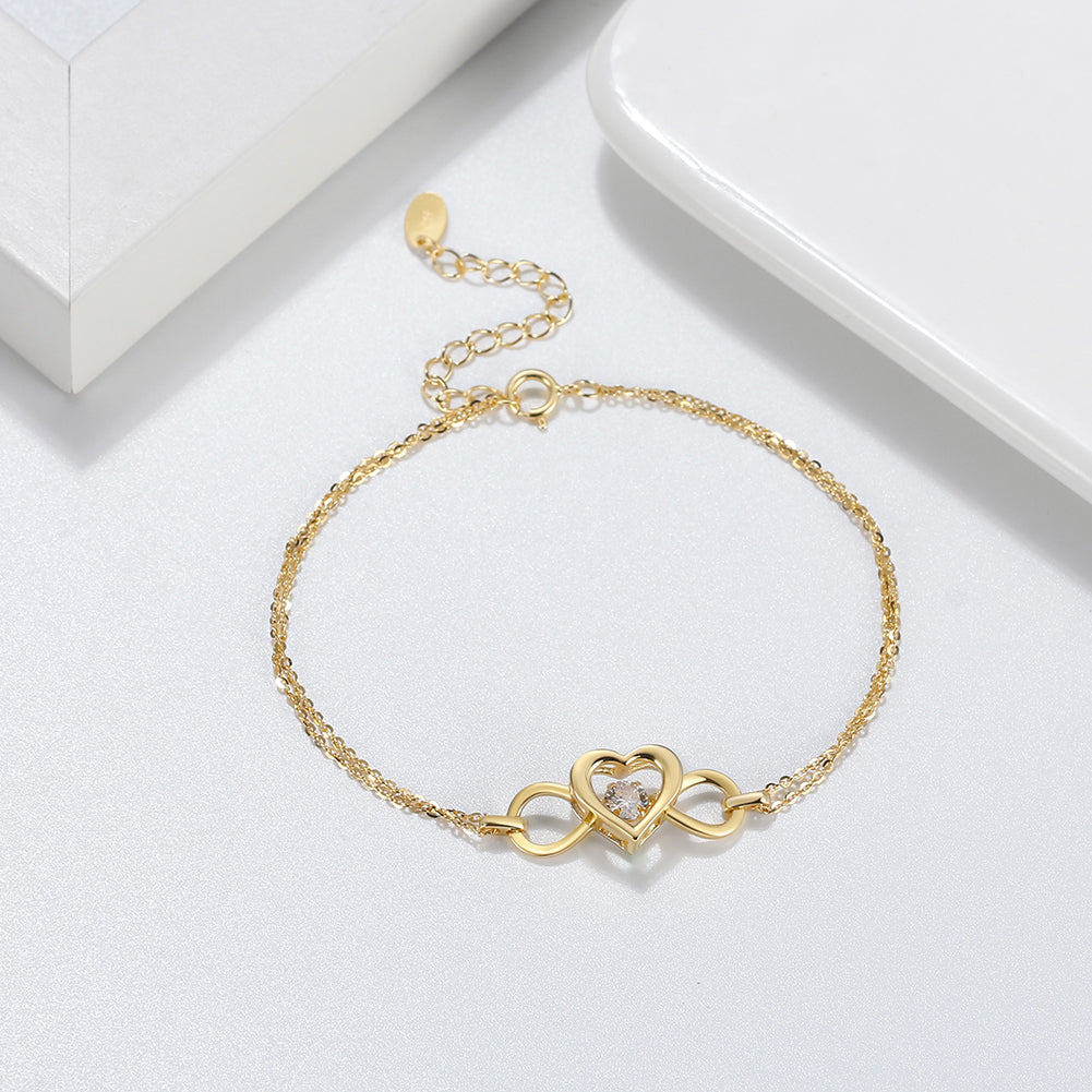 Heart & Infinity Love Bracelet - 925 Sterling Silver By Signature Jewelry