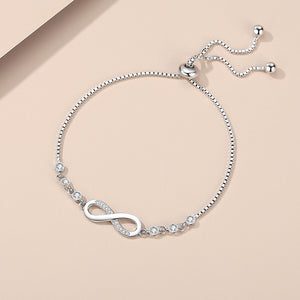 Signature Infinity Sterling Silver Bracelet - 925 Silver with Crystal Accents