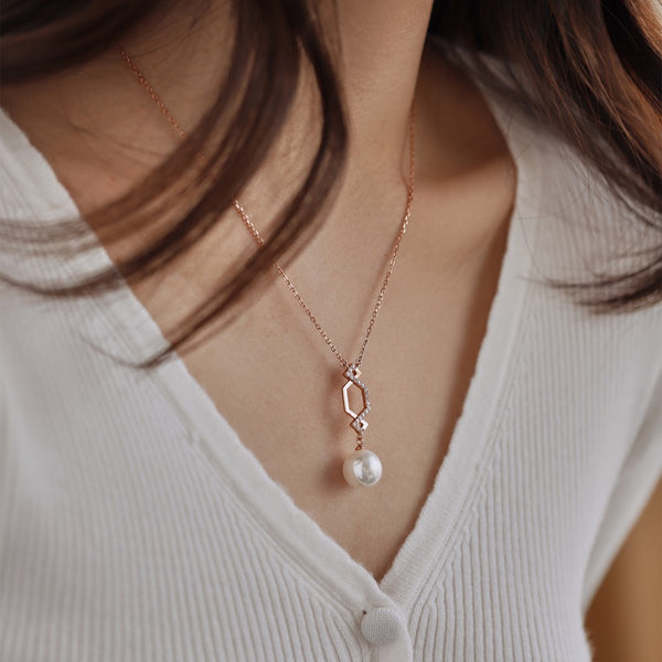 Pearl Drop Necklace – 925 Sterling Silver by Signature Jewelry