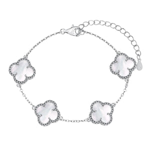 Signature Jewelry 925 Silver Mother-of-Pearl Clover Bracelet