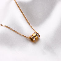 Signature Roman Barrel Necklace – Gold & Crystal Stainless Steel