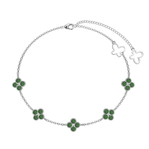 Signature Jewelry 925 Silver Green Gemstone Clover Bracelet