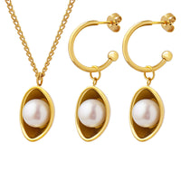 Signature Golden Pearl Orbit Half Set – Stainless Steel Elegance
