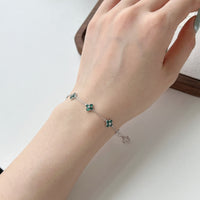Signature Jewelry 925 Silver Green Gemstone Clover Bracelet