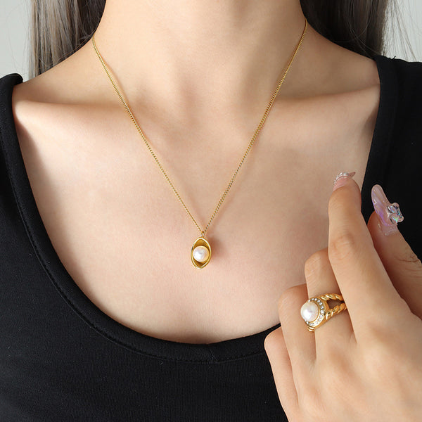 Signature Golden Pearl Orbit Half Set – Stainless Steel Elegance