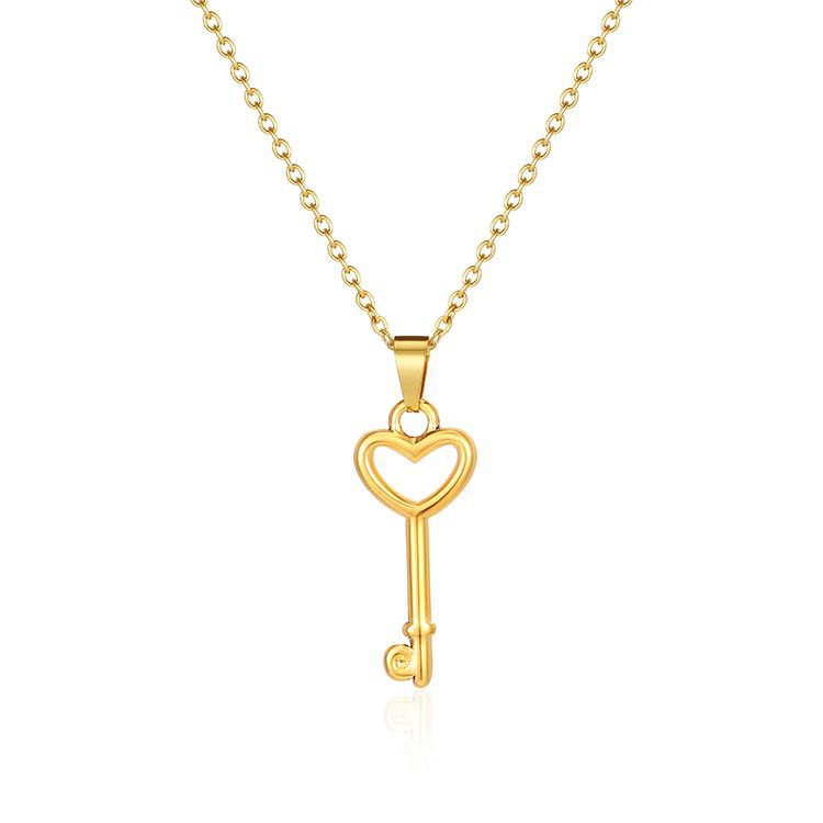 Signature Key to My Heart Gold Stainless Steel Necklace