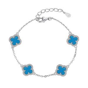 Signature Jewelry 925 Silver Blue Clover Bracelet