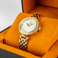 Louis Cardin Women's Gold-Plated Crystal Bezel Watch