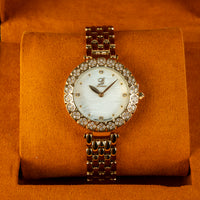 Louis Cardin Women's Gold-Plated Crystal Bezel Watch