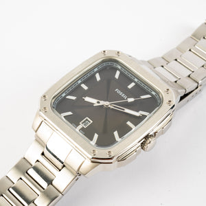 Inscription Stainless Steel Watch with Three-Hand Date