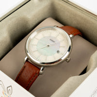 Fossil Jacqueline Solar-Powered Brown Leather Watch for Women