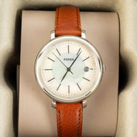 Fossil Jacqueline Solar-Powered Brown Leather Watch for Women