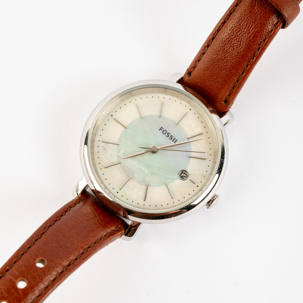 Fossil Jacqueline Solar-Powered Brown Leather Watch for Women
