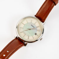 Fossil Jacqueline Solar-Powered Brown Leather Watch for Women